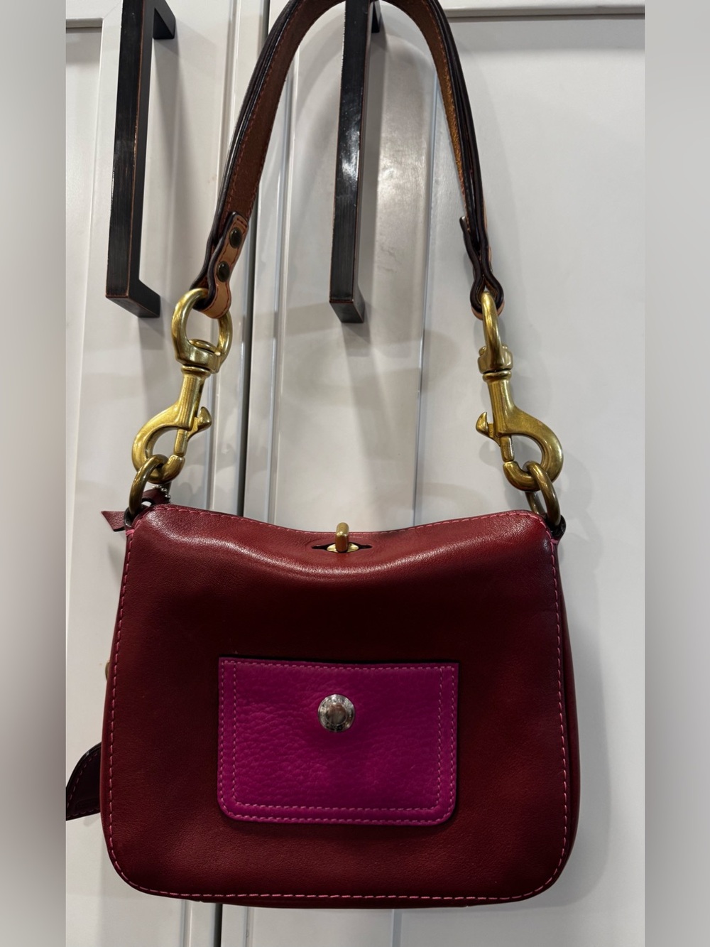 Vintage Coach Purse Womens Mini Suede Burgundy Suede Hobo Pink 9390 Y2K